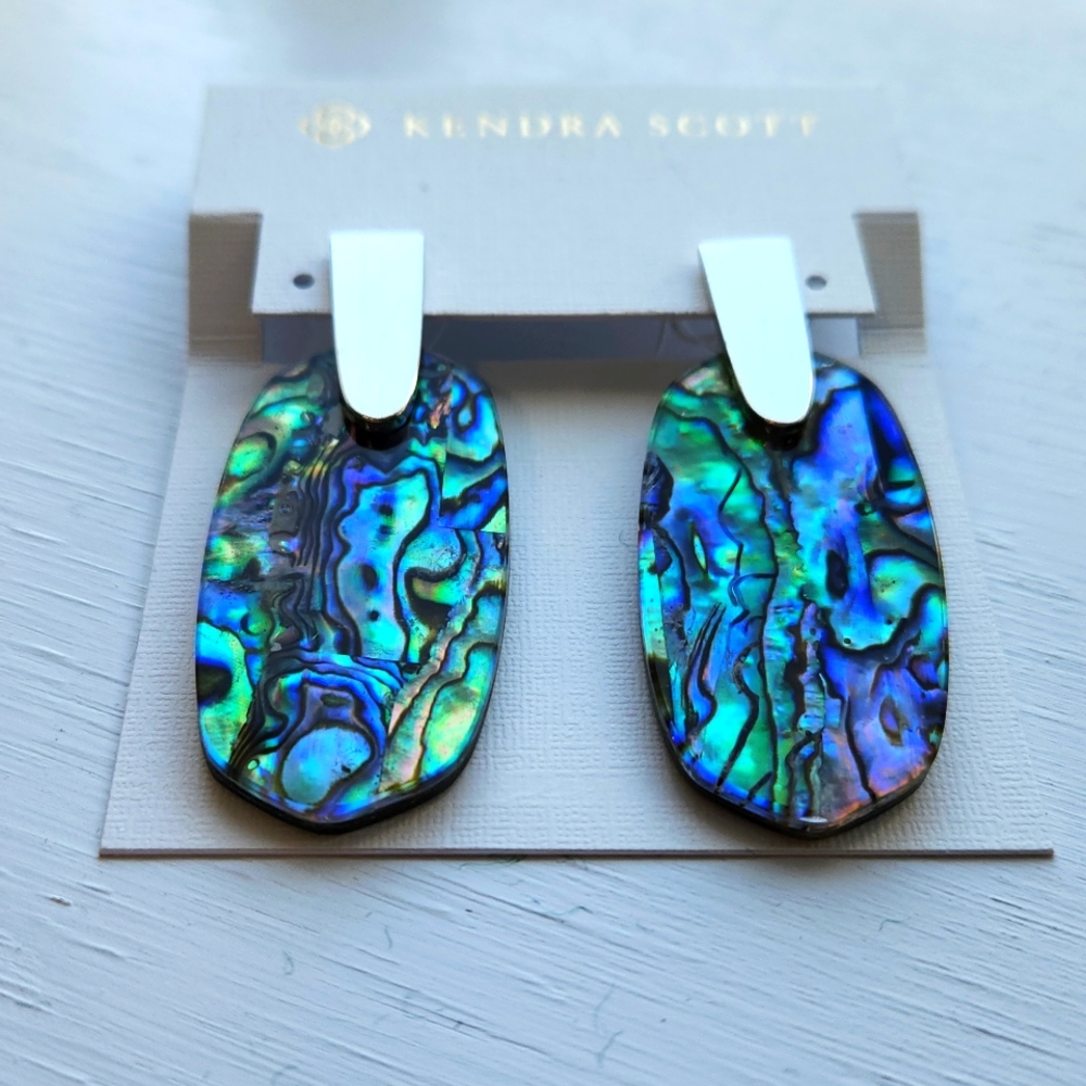 Kendra Scott ● Aragon Silver Abalone Drop Earrings - Picture 4 of 5